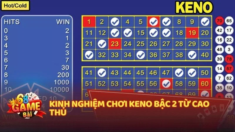 Kinh nghiệm chơi keno bậc 2 từ cao thủ